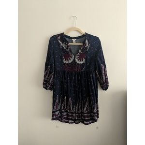 Forever 21 Navy Ethinic Boho Print Dress